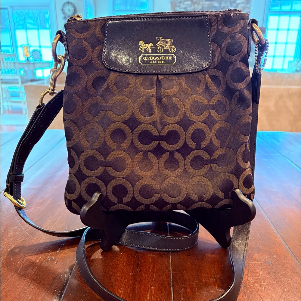 Coach Black on Black Monogram Patterned Crossbody Bag